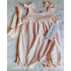 romper 0 to 3 month New emily and oliver shorts and headband baby girl pink